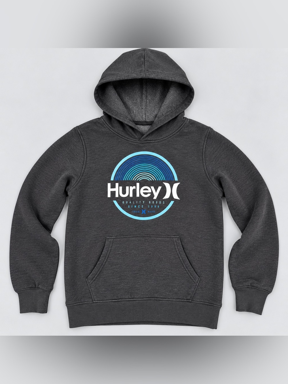 Hurley Youth 18/20 Gray Blue Logo Pullover Hoodie